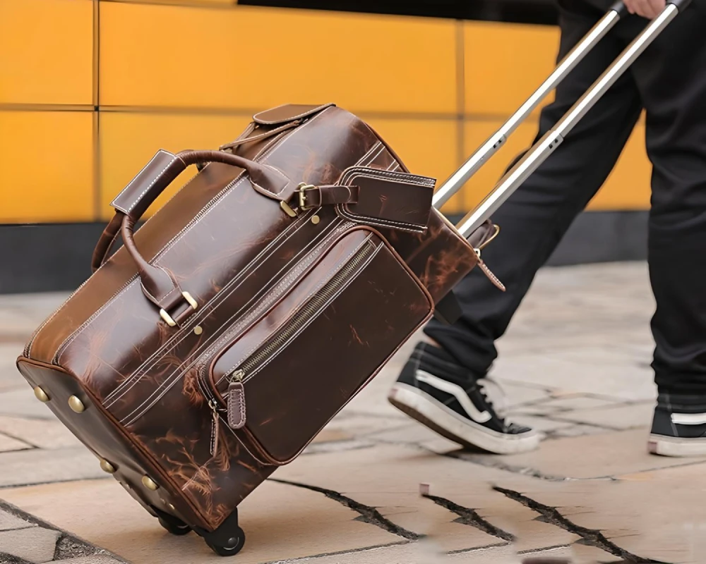 leather duffle carry on