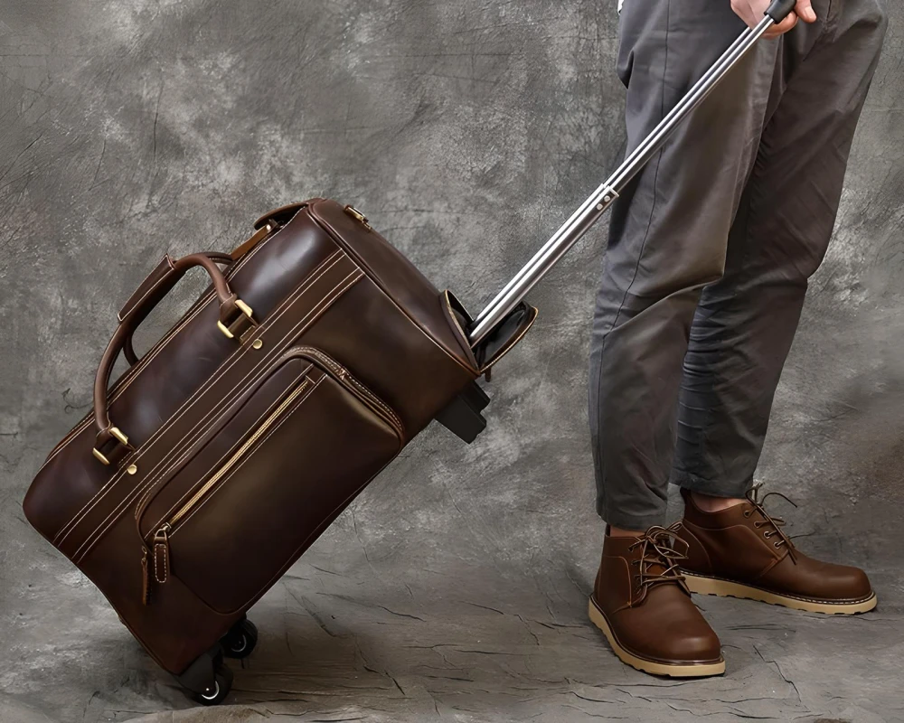 mens leather duffel carry on